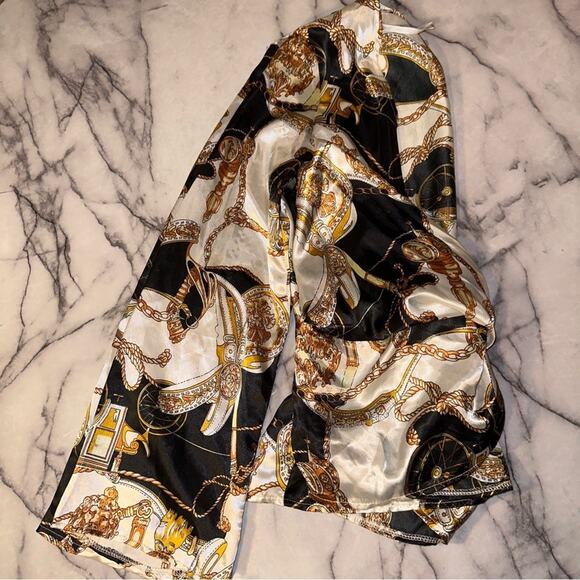 NWT Missguided Womens Satin Chain Print Wrap Top Blouse 6 Baroque NEW - Picture 7 of 8